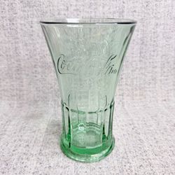1 Single Coca Cola Thick Tall Green Drinking Glasses 6” Embossed Coke Tumblers