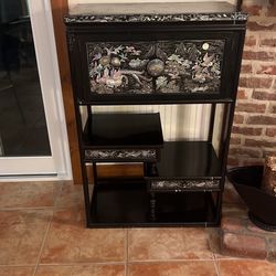 Korean Asian Mother Of Pearl Bookshelf Cabinet