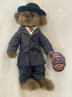 Collectable Brass Button Bears “Baxter”  in a Suit and Hat.  12”