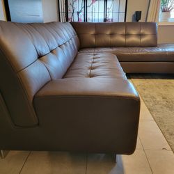New Brown Leather Sectional Sofa From Copenhagen Imports 
