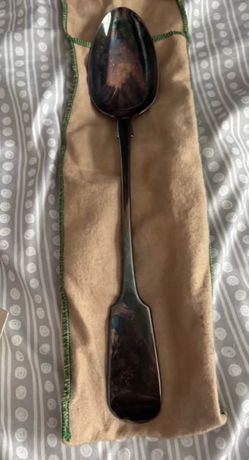 Large Silver-Tone Metal Serving Spoon