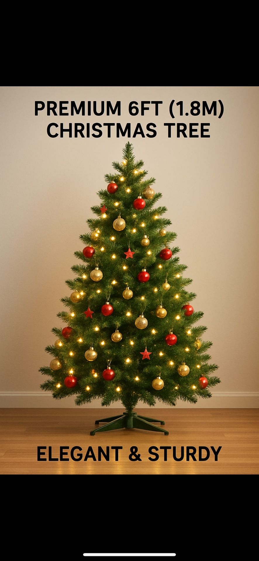 Premium 6ft (1.8m) Christmas Tree – Elegant & Sturdy