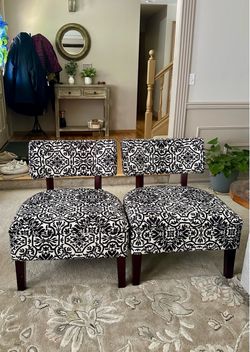 Upholstered Black & White Chairs