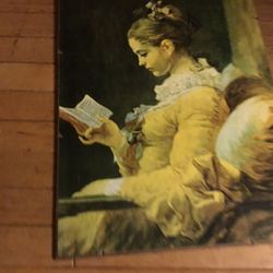 A Nice Old Fashioned , Vintage Picture Of A Lady Reading  A Book.  (20” Long X 15” Wide )