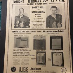 Chicago Blackhawks Bobby Hull And Stan Mikita Newspaper Ad