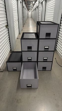 Storex Plastic Archive Storage Drawers in a black and gray color way