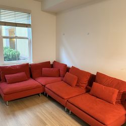 IKEA SÖDERHAMN 4-Piece Sectional - Tonerud Red (Like New Covers!)