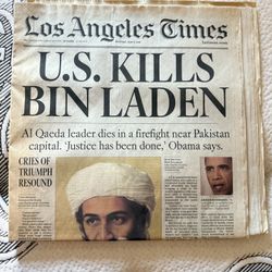 Historic Collectable LA Times Newspaper U.S. Kills Osama Bin Laden May 2, 2011