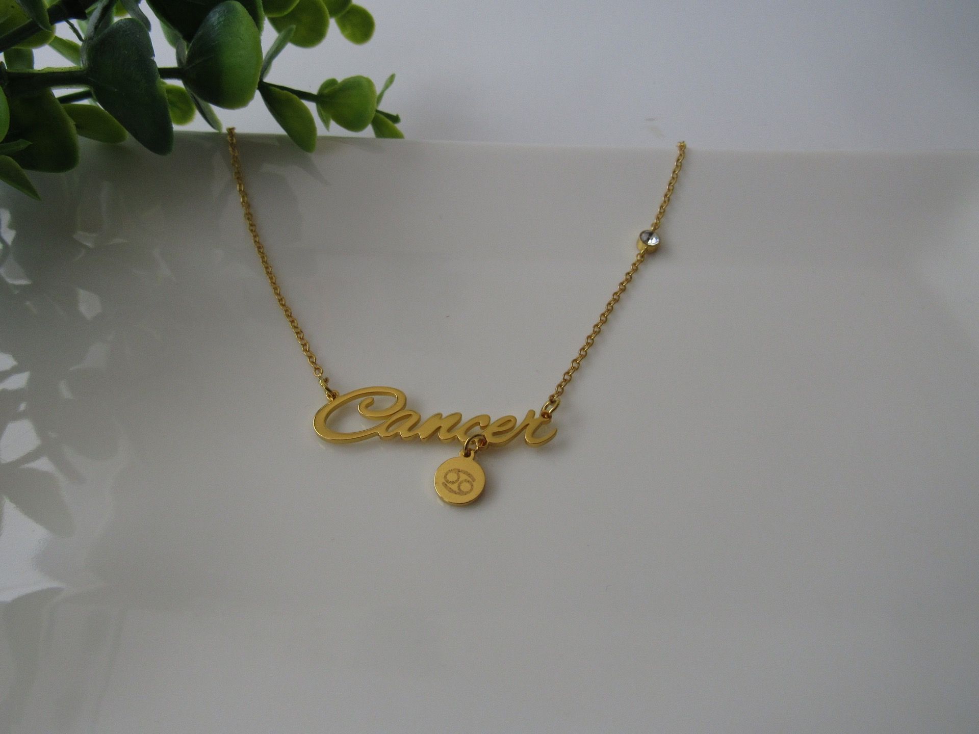 12 Constellation Zodiac Old English Letter Sign Pendant Necklace Astrology, Cancer