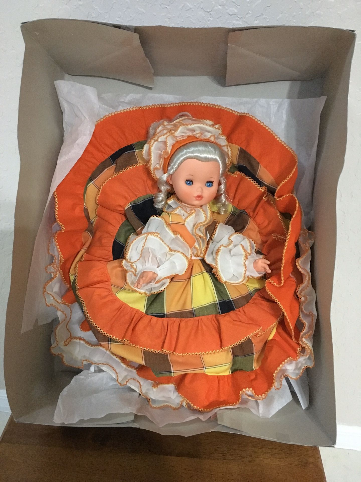 Vintage Italian doll “Furga brand”, from 1969. Not used, original orange outfit ($35.00)