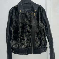 Black Leather Fur Jacket