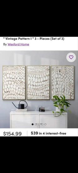 Vintage pattern 3 pc wall art