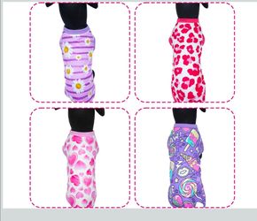 4PCS/Pack Dog Shirts Pink for Large Dog Girl Female Sleeveless Clothes T Shirts Tank Top Tee Vest