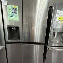 Refrigerator, 36’ Wide Stainless Steel Side By Side LG