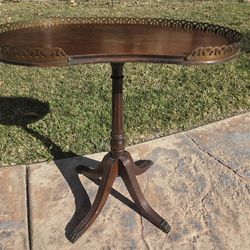 Ferguson Kidney Side Table Mahogany Wood Brass Antique Vintage 1920s-1940s