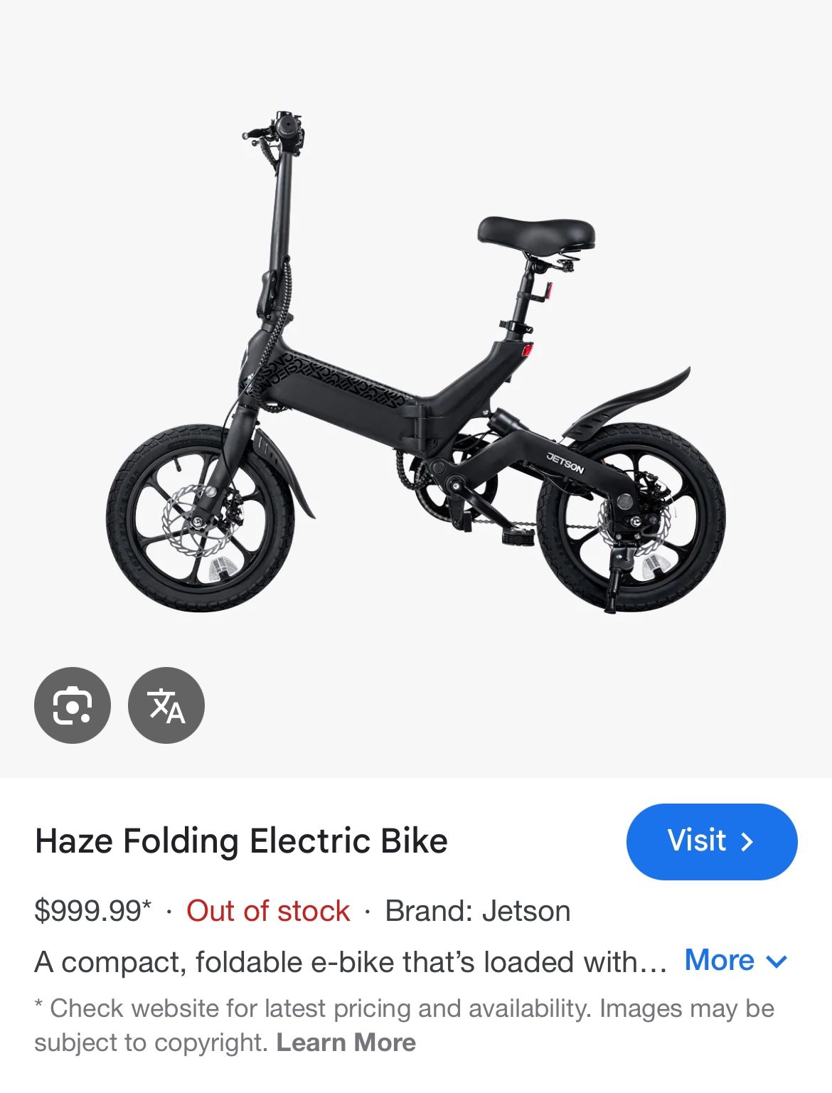 JETSON Haze Folding Electric Bike