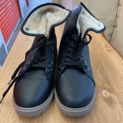 Woman’s Faux Leather Black Boots Size 10