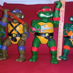 Set Of 4 Large Vintage Large Teenage Mutant Ninja Turtles 1989 Playmates 14 Inch Action Figures Will Include Colorforms. See our other Toys Sports Fis
