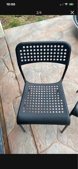 Black Perforated Metal Chair