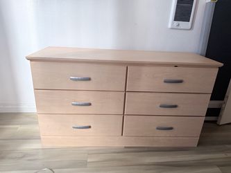 6-Drawer Double Dresser Light Wood