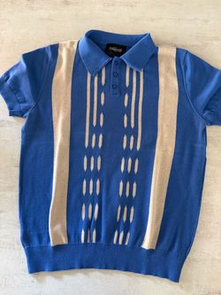 Collectif London Men's Size L Blue Knit Polo Shirt