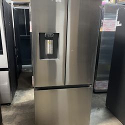 22 Cu Ft Smart 3- Door French Refrigerator With Water Dispenser Fingerprint Resistant Stainless Steel 