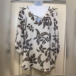 LILIAN • Botanical Print Semi sheer Blouse