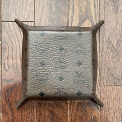 Mcm Leather Monogram Folding Tray Dark Brown
