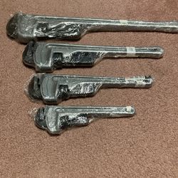 Rigid aluminum pipe wrenches 4 pcs set