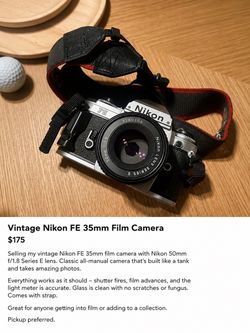 Vintage Nikon FG 35mm Film Camera Bundle with Lenses, Flash & Film