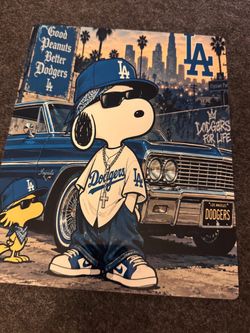 Snoopy dodger themed on a metal sheet