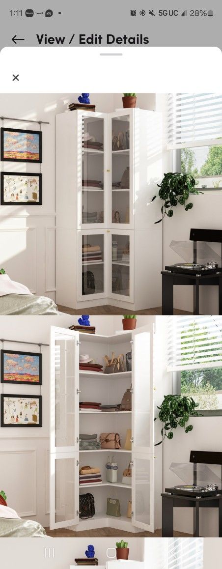 5  Shelf L Shaped Corner Wardrobe Armoire