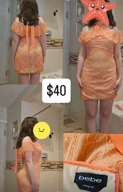 Bebe Coral Neck Tie Strapless Dress