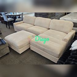 Extra Large corduroy sofa Beige and Gray