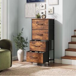 4-Drawer Dresser, Fabric Storage Tower, Organizer Unit for Bedroom, Hallway, Entryway, Closets, Sturdy Steel Frame, Wooden Top, Easy Pull Handle 4 ver