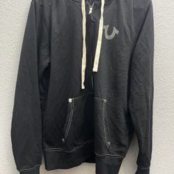 True Religion Mens Zip Up Hooded Sweatshirt