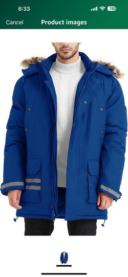 YGREYG Winter Jackets for Men Winter Coats Reflective Warm Water Resistant Hooded Work Utility Safety Outerwear XL