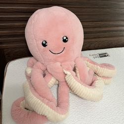 Big Octopus Plushie Stuffed Animal Pink