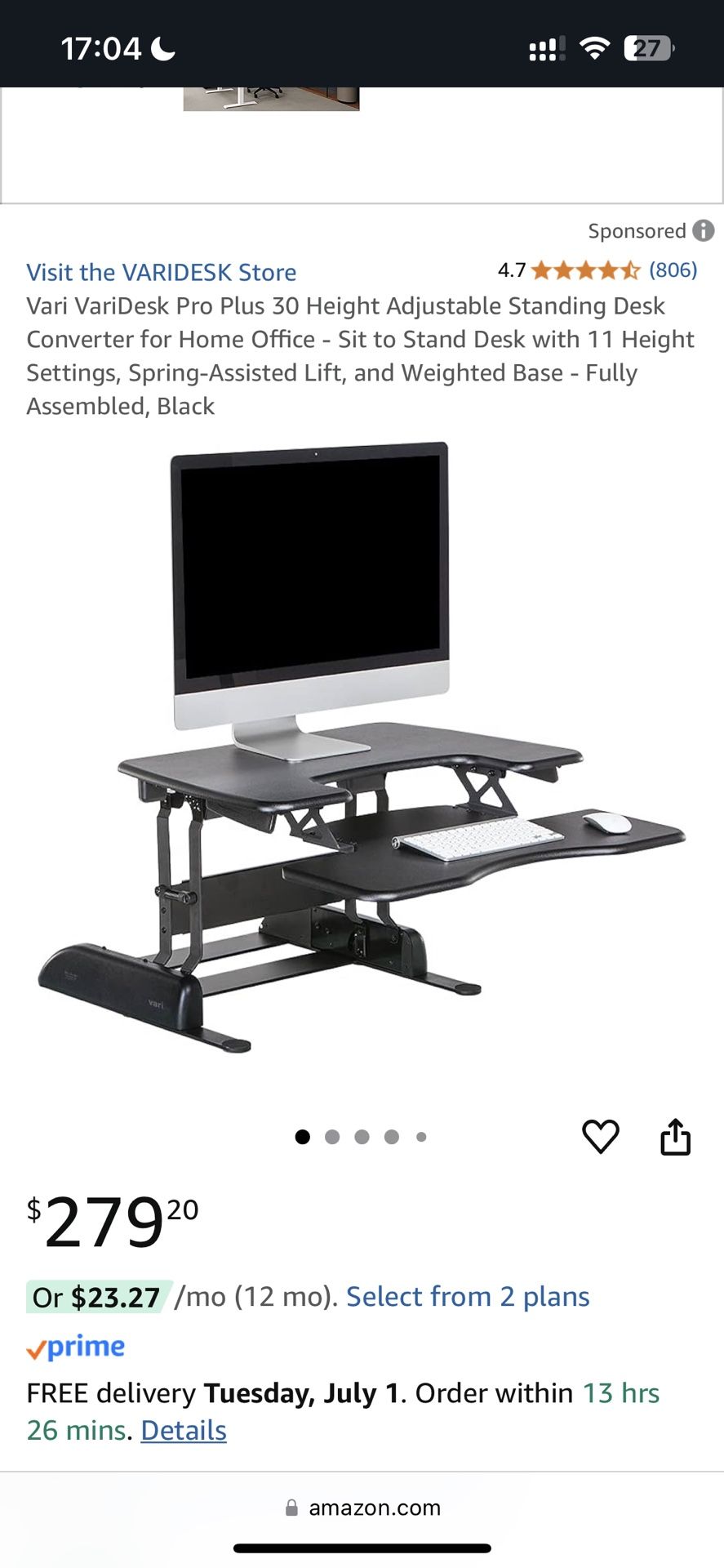 Varidesk Standing Attachment