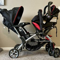 Double Stroller With Car Seat And Base 