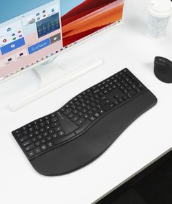 Bluetooth Wireless Keyboard Ergonomic Ultra Thin Split Keyboard - Iron Gray- DeLux GM909