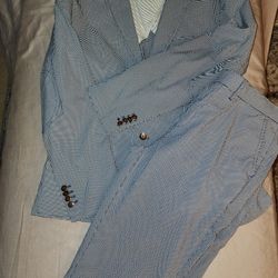 Nifty Genius: Nifty Genius: MEDIUM Suit Jacket, Pants Mens Size 32 Blue Plaid High Rise Trouser