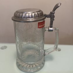 Vintage Anheuser-Busch Stein Berninghaus 1990 West Germany Pewter Itched Glass