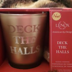 New LENOX  DECK THE HALLS Glass Votive 