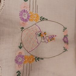 Lovely Vintage Embroidered Table Runner 