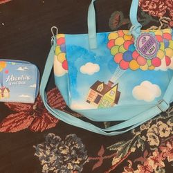 Brand New Loungefly Disney Pixar Up Tote & Wallet – Grape Soda
