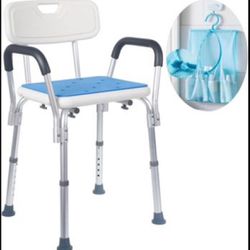 Heavy duty bath shower bench stool chair with backrest, armrest