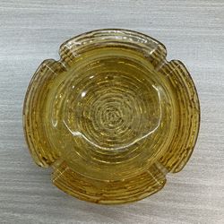 ANCHOR HOCKING AMBER GOLD GLASS ASHTRAY MCM RIPPLE BARK KEY BOWL TRINKET