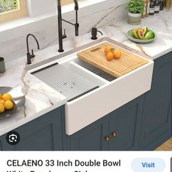 Farmhouse Sink Double Bowl With Accessories 