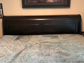 Dark Mahogany King size frame and Matress $200 obo